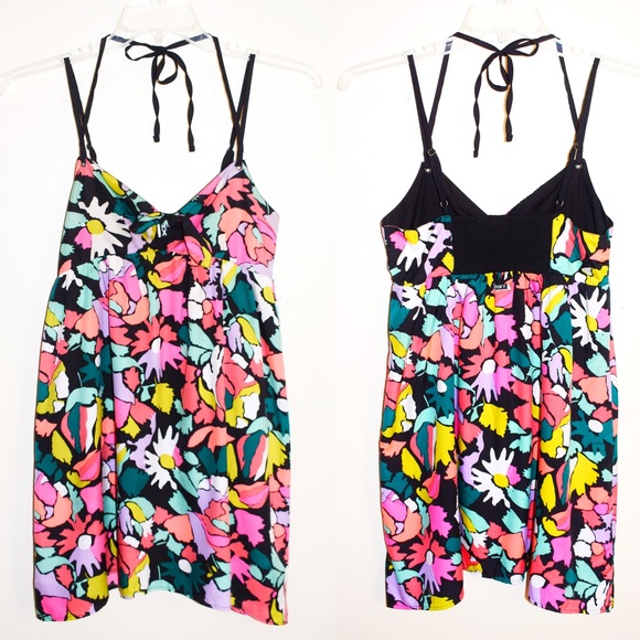 Roxy Mini Dress in Green/Pink Flower main image 0